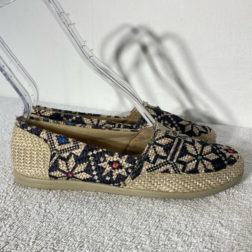 Calzaleon Black Ecru Woven Slip On Flats 7